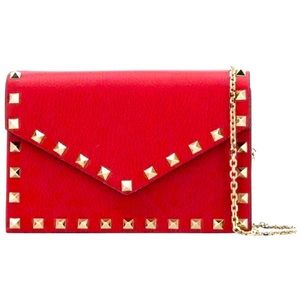 Valentino Rockstud Envelope Pouch with Chain